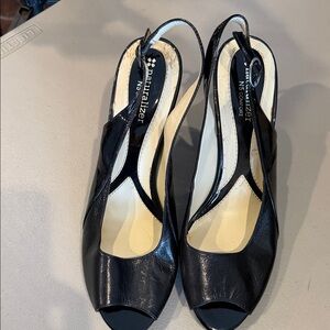 Naturalizer Black Peep-Toe Slingback Heels